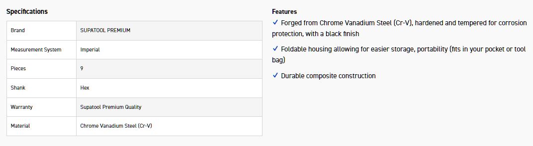 STP STP5101 9PC FOLDING HEX KEYS-IMP - Image 3