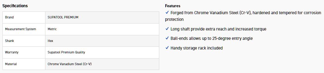 STP STP5200 13PC HEX KEY SET-METRIC - Image 2