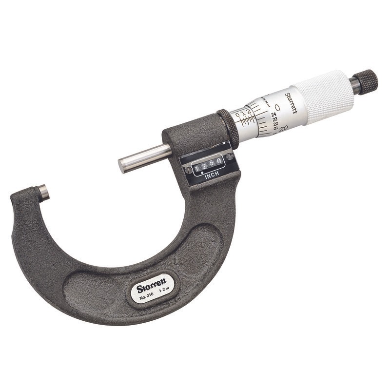 Starrett Digital Micrometer 2in .0001in Grad Carbide Faces T216XRL-2 Digital Micrometer