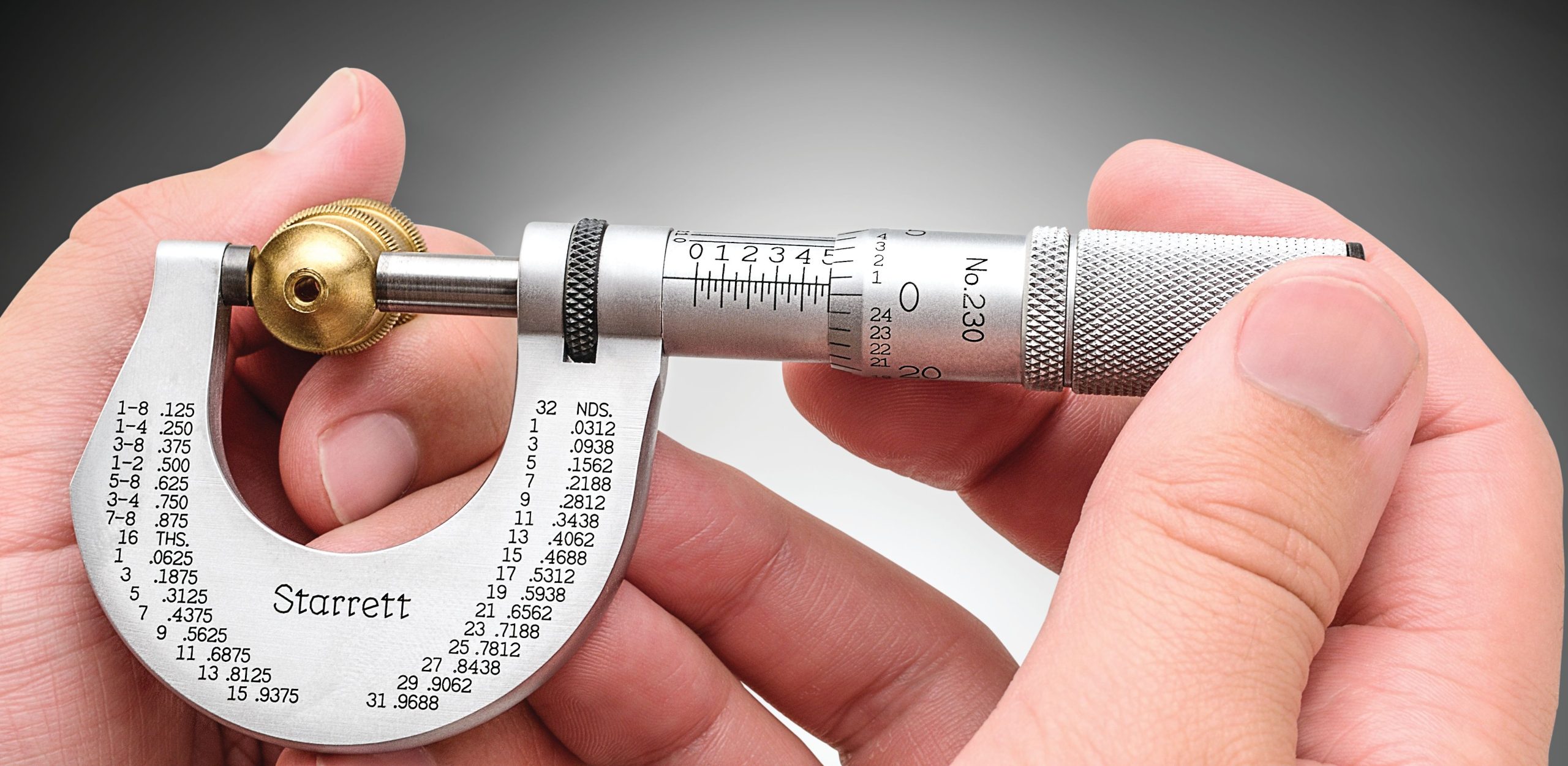 Starrett Micrometer 0-1in Range .0001in Grad Carbide Faces T230XFL Outside Micrometer - Image 3