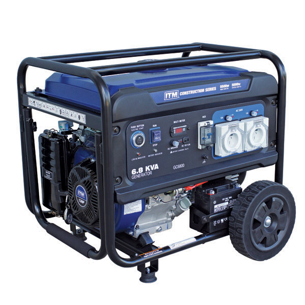 ITM 6.8KVA GENERATOR PETROL CONSTRUCTION, 5500 WATT PEAK ELECTRIC START W/REMOTE