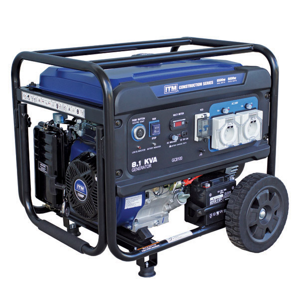 ITM 8.1KVA GENERATOR PETROL CONSTRUCTION, 6500 WATT PEAK ELECTRIC START W/REMOTE