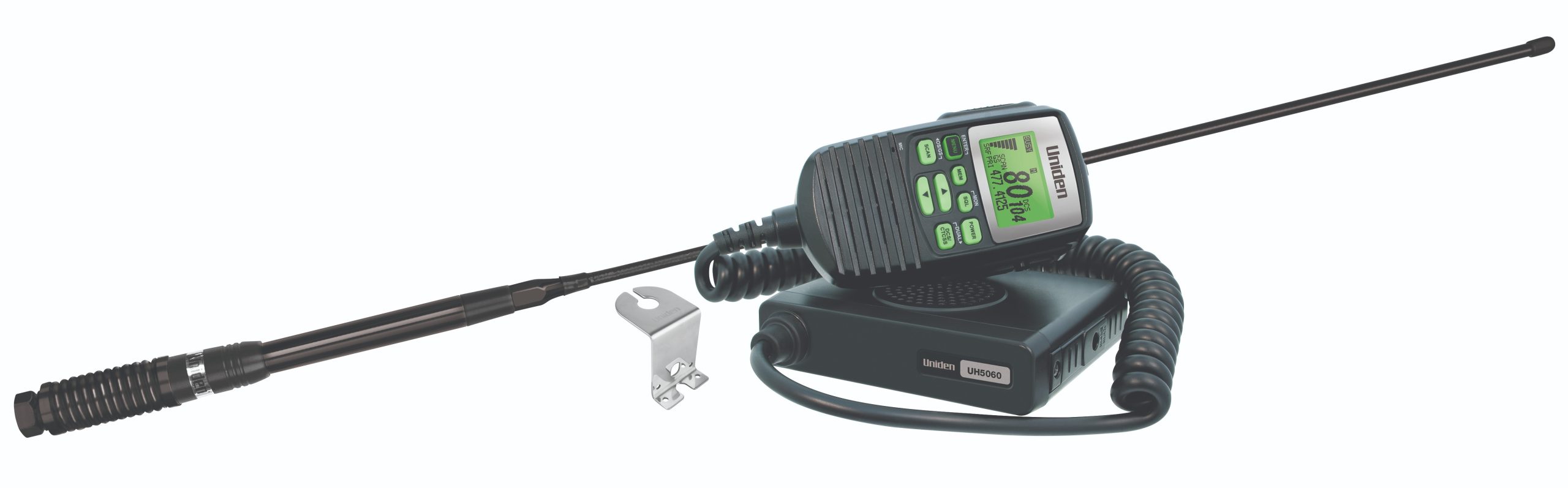 UNIDEN - UHF CB RADIO, 5 WATT, 80CH WITH ANTENNA AND BRACTKET