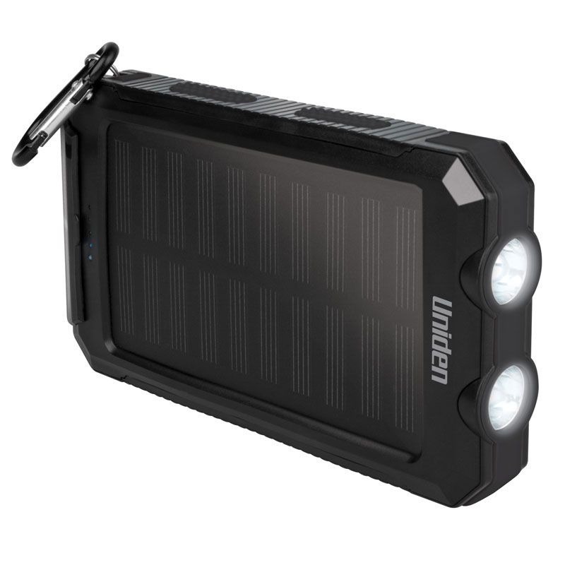 UNIDEN - SOLAR POWERBANK, 8000mAh, IP54 2 x USB PORTS, FLASHLIGHT