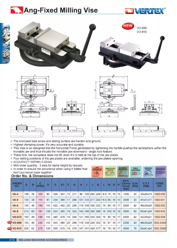 Vertex - 6" Angle Fix Machine Milling Vice