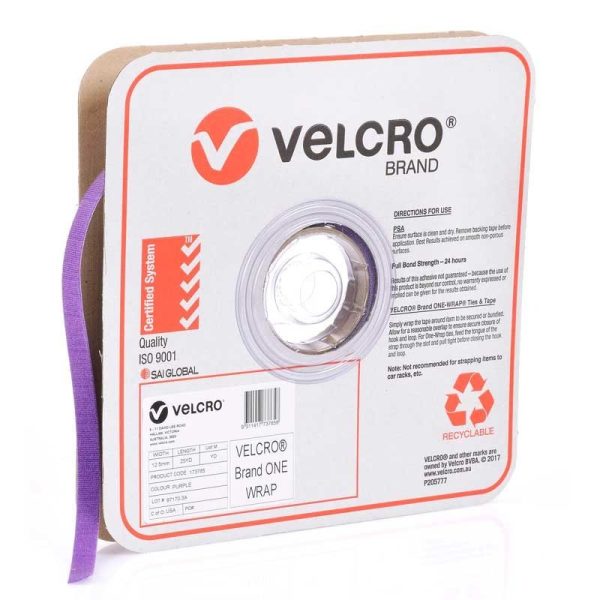 VELCRO - ONE-WRAP CONTINUOUS PURPLE 12.5mm x 22.8m ROLL