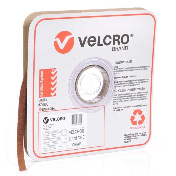 VELCRO - ONE-WRAP CONTINUOUS LIGHT BROWN, 12.5mm x 22.8m ROLL