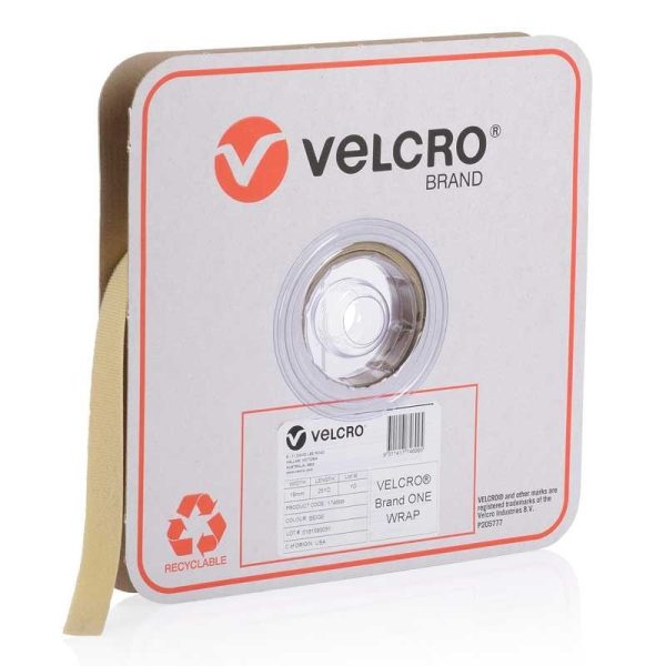 VELCRO - ONE-WRAP CONTINUOUS BEIGE 19mm x 22.8m ROLL