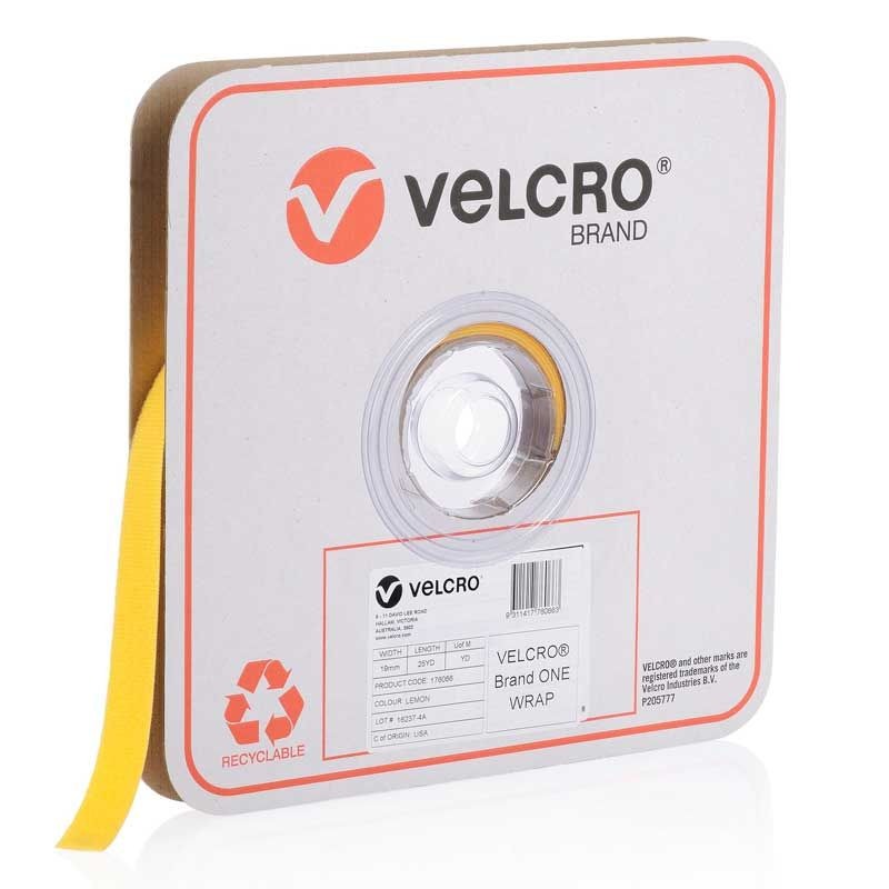 VELCRO - ONE-WRAP CONTINUOUS LEMON 19mm x 22.8m ROLL