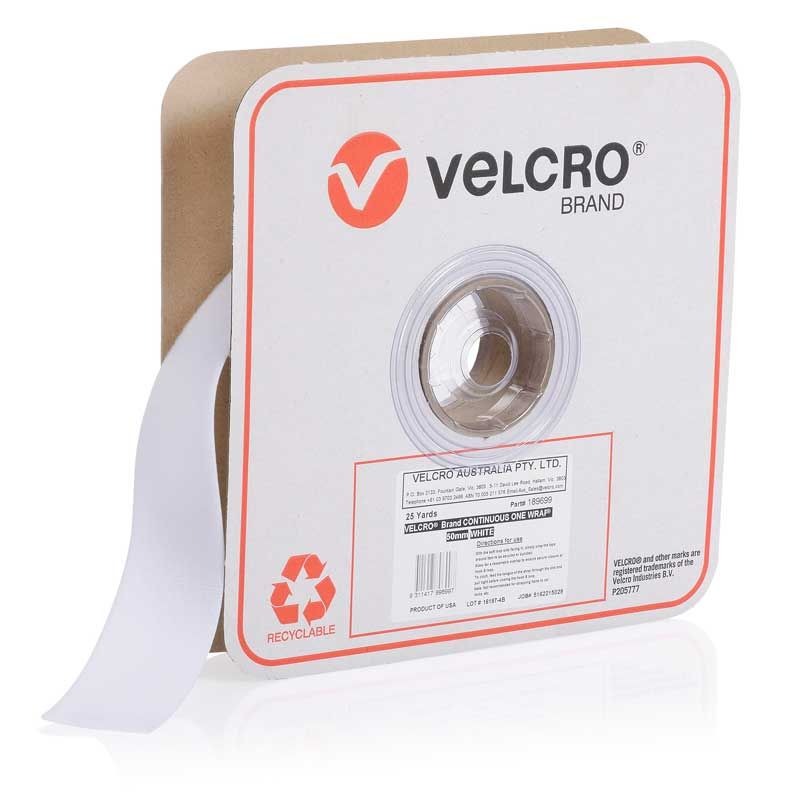 VELCRO - ONE-WRAP CONTINUOUS WHITE 50mm x 22.8m ROLL