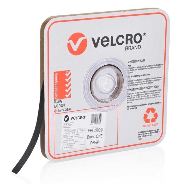 VELCRO - ONE-WRAP CONTINUOUS BLACK 12.5mm x 22.8m ROLL