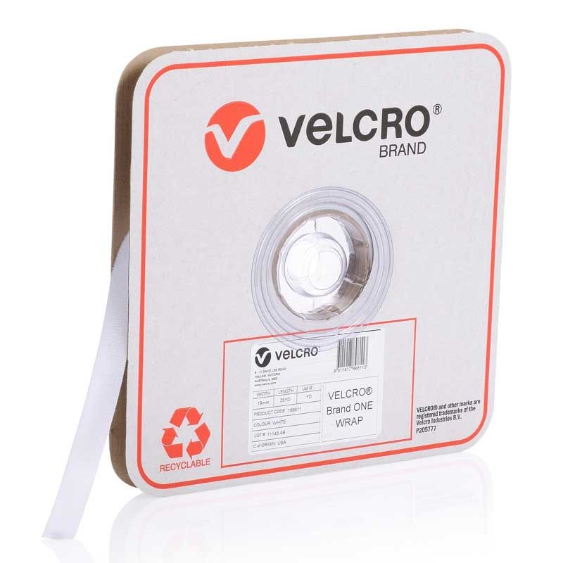 VELCRO - ONE-WRAP CONTINUOUS WHITE 19mm x 22.8m ROLL