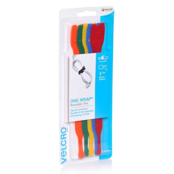 VELCRO - ONE-WRAP CABLE TIE RAINBOW 25mm x 200mm [5] PK