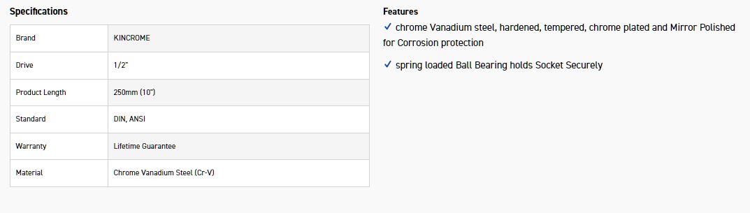 KINCROME ZDA410C LOKON SLDING T-HNDL 1/2D 250MM - Image 2