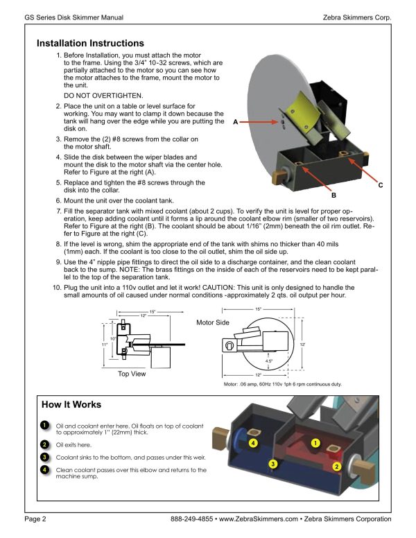 Zebra Oil Disk Skimmer 300mm Dia complete with Diverter/seperator box 240VAC - Image 3