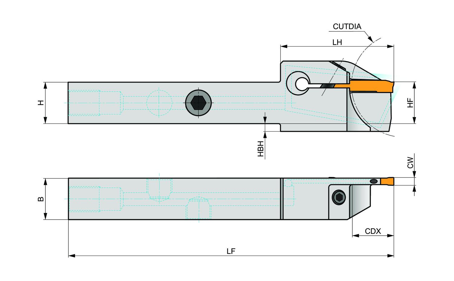 PRAMET GL4-A1616KFL-16-45 Turning holders for parting, grooving and copy turning - Image 2