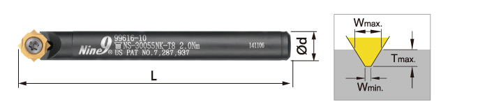 Nine9 - CT 10 DRILL W/6 INSERTS (NC40) Nine9 - Spotting & Engraving Starter Package 10mm Shank Tool with 6 pcs N9MT080208CT-NC40 inserts TiAlN inserts & Key - Image 2