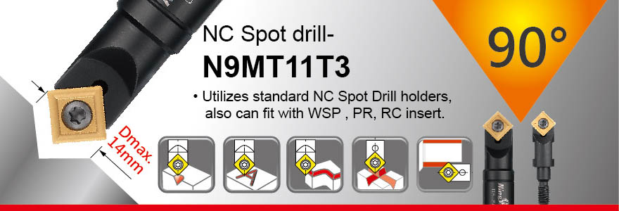 Nine9 - Starter package with 6 pcs TiAlN inserts & Key N9MT11T3CT-NC40 NC40 Grade carbide : Wiper design, universal grade for all unhardened steel. Each insert has 4 cutting edges. - Image 5