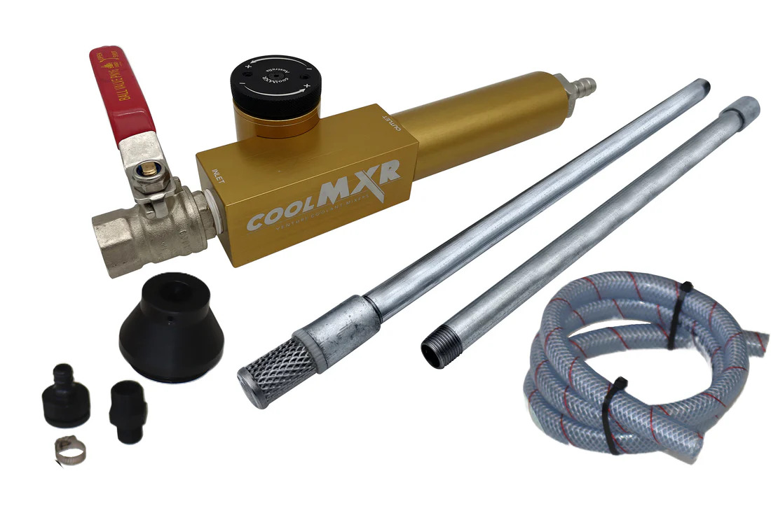 205 Litre Coolant Mixer System kit; includes 50mm hose, vacuum nozzle, fittings & instructions Suits 205 Litre drum only (Additional extra; is avail TP-CM-08 also suits 20 Lite drum)