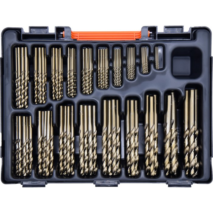 Alcock - Metric 135º Precision HSS Drill Set - 170 Pieces Ø1 - Ø10mm 0.5mm Increments Pieces Per Size Range: 10pcs per size (1.0–8.0mm) 5pcs per size (8.5–10.0mm)