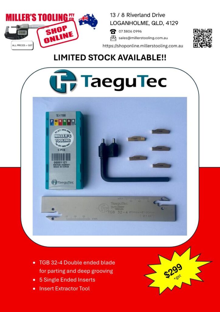TaeguTec TGB-32-4 part-off blade tool offer – industrial carbide cutting blade for precision metal parting applications.