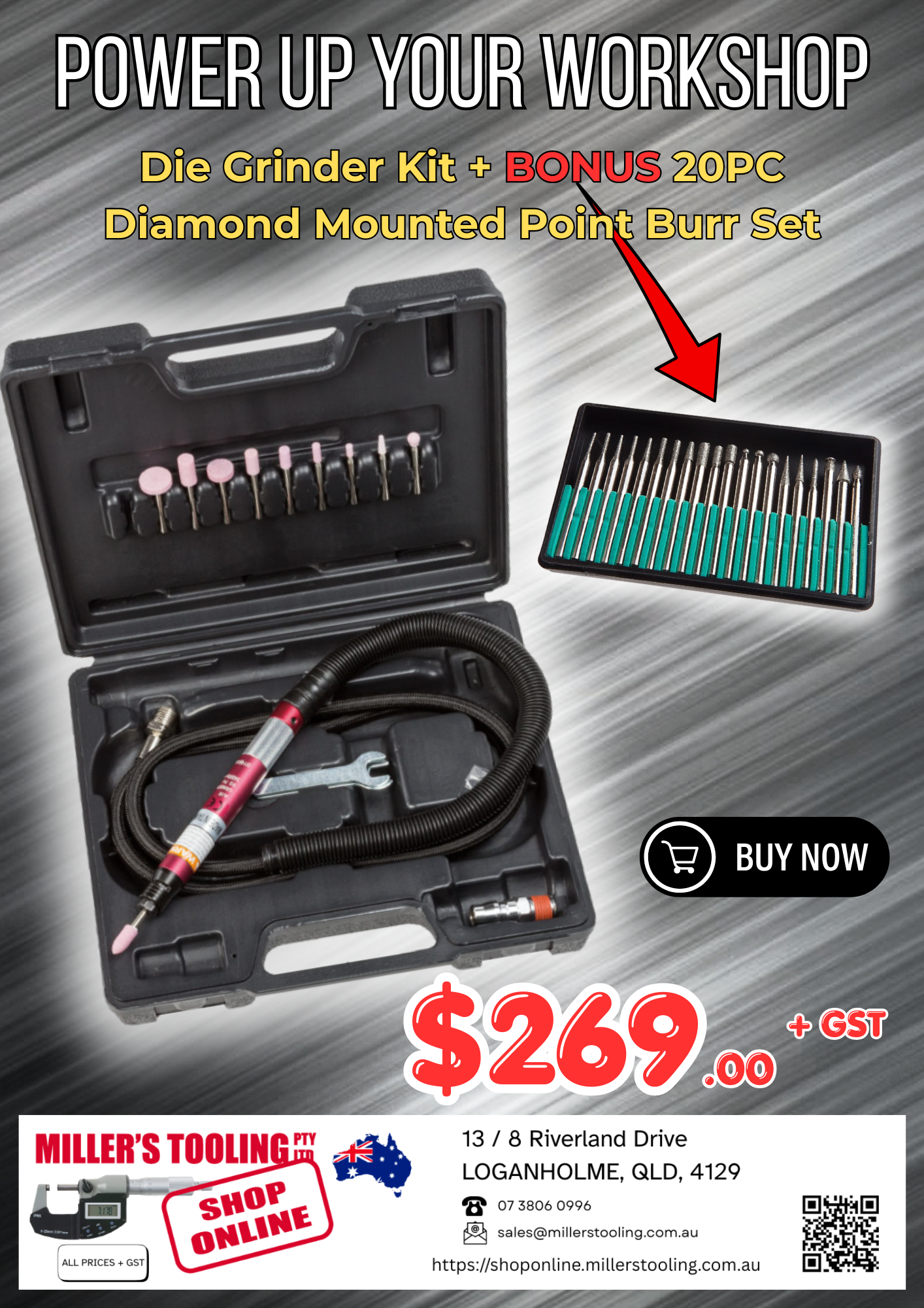 ** SPECIAL ** 1/8" Micro Die Grinder Kit & BONUS 20PC Burr Set
