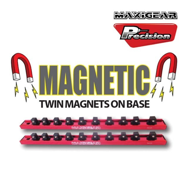 MAXIGEAR SOCKET RAIL MAGNETIC 3/8 SQUARE DRIVE 10 STUDS