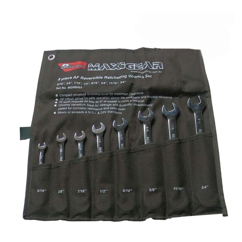 MAXIGEAR WRENCH RATCHETING OFFSET REVERSIBLE 8 PIECE SAE SET
