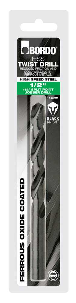 Bordo - 1/4" Black HSS Jobber Drill - Clam