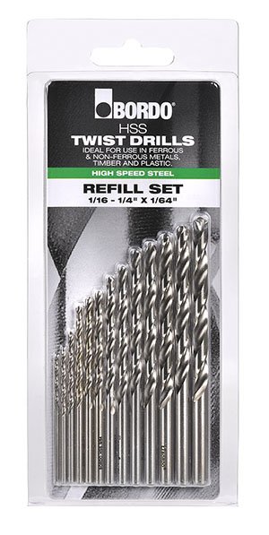 Bordo - 13 Piece Bright HSS Jobber Refill Set