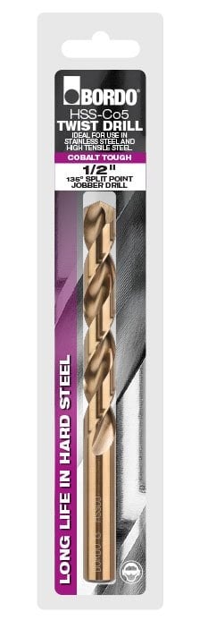 Bordo - 1/2" HSS Cobalt Jobber Drill - Clam