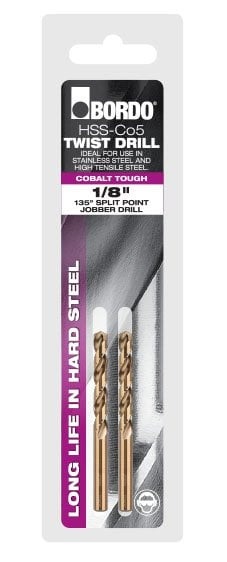 Bordo - 5/64" HSS Cobalt Jobber Drill - 2Pk Clam