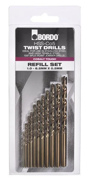 Bordo - 12 Piece HSS-Co5 Cobalt Drill Refill Set