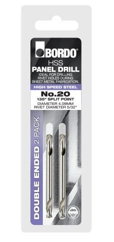 Bordo - No.20 Bright Double Ended Panel Drill - 2Pk Clam