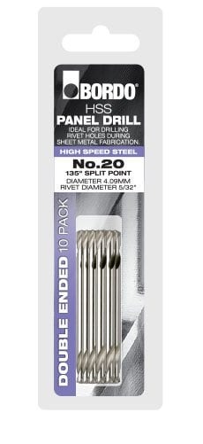 Bordo - No.20 Bright Double Ended Panel Drill - 10Pk Clam