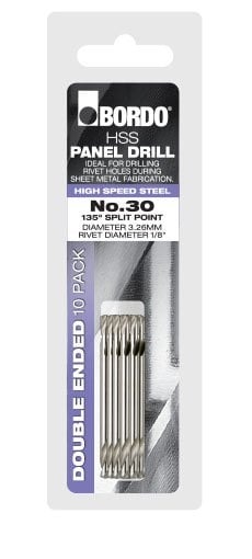 Bordo - No.30 Bright Double Ended Panel Drill - 10Pk Clam