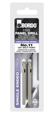 Bordo - No.11 Bright Single Ended Panel Drill - 2Pk Clam