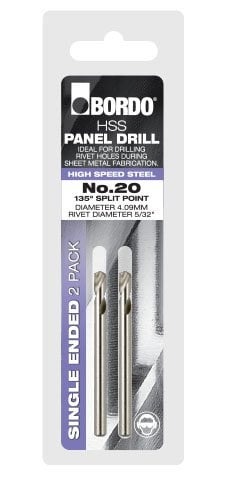 Bordo - No.20 Bright Single Ended Panel Drill - 2Pk Clam