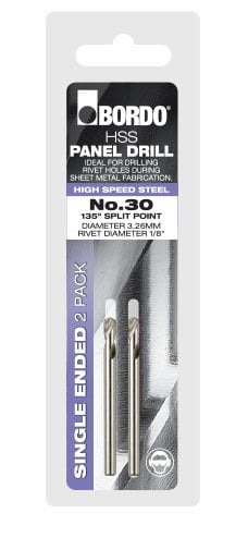 Bordo - No.30 Bright Single Ended Panel Drill - 2Pk Clam