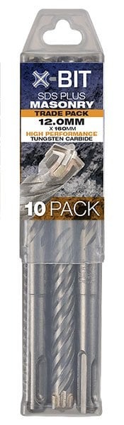 Bordo - 10 x 160mm SDS Plus X-Bit Masonry Drill Trade Pack