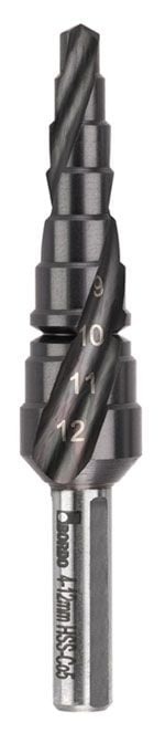 Bordo - 4-12 x 1mm Spiral Flute HSS Cobalt TiAlN Coated Step Drill