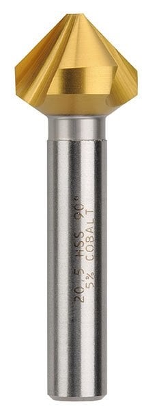 Bordo - 20.5mm 90 Degree HSS Co5 TiN Coated Triple Flute Countersink