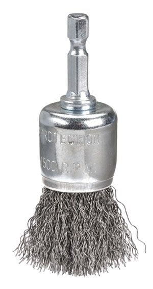 Bordo - 25mm Steel Crimp Wire End Brush with hex shank