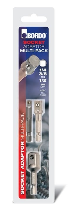 Bordo - Socket Adaptor Set - 1/4, 3/8, 1/2 X 50mm (set of 3)