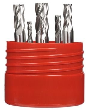 Bordo - 6 Pc 1/8-1/2" Short Threaded HSS Cobalt End Mill Set