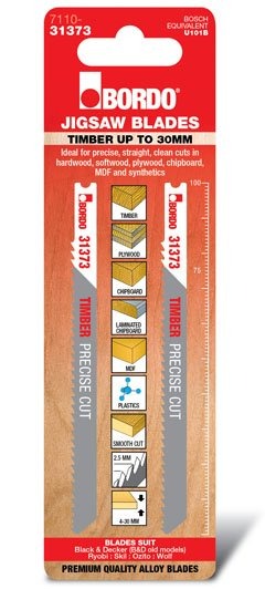 Bordo - 100mm x 2.5T HCS Uni Shank Precise Cut Jigsaw Blade - 2Pk