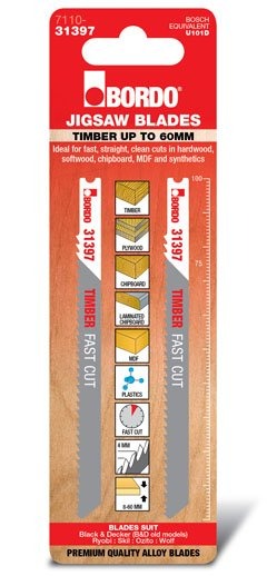 Bordo - 100mm x 4.0T HCS Uni Shank Fast Cut Jigsaw Blade - 2Pk