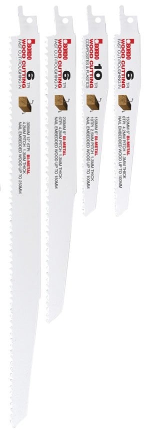 Bordo - Timber Cutting Reciprocating Saw Blade Assortment - 4 Blades