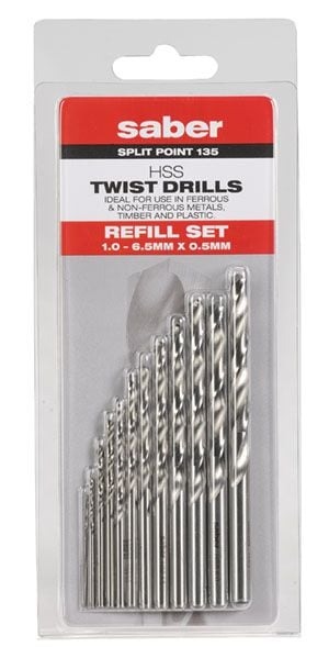 Saber - 12 Piece Bright HSS Jobber Refill Set