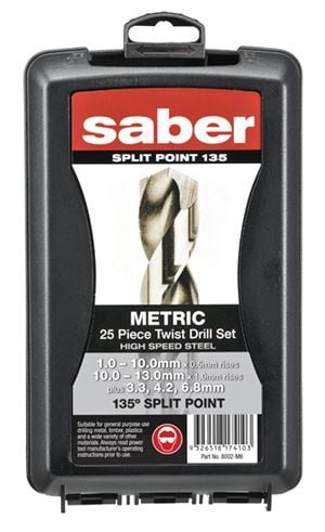Saber - Saber 25 Piece Bright HSS Jobber Drill Set in ABS Plastic Ca